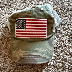 Camouflage 47 Brand Hat with American Flag Patch